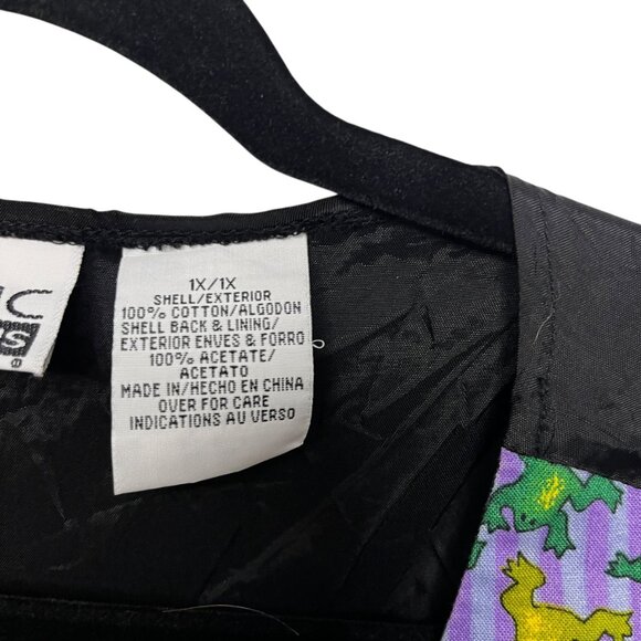 VTG 90s Basic Editions Halloween Patchwork Granny Teacher Vest 1X Thin Material - Picture 4 of 5